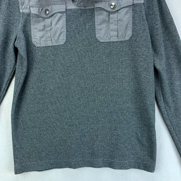 **SOLD**Banana Republic Mens Shirt Large Gray Long Sleeve Thermal Snap Pockets - Picture 3 of 12